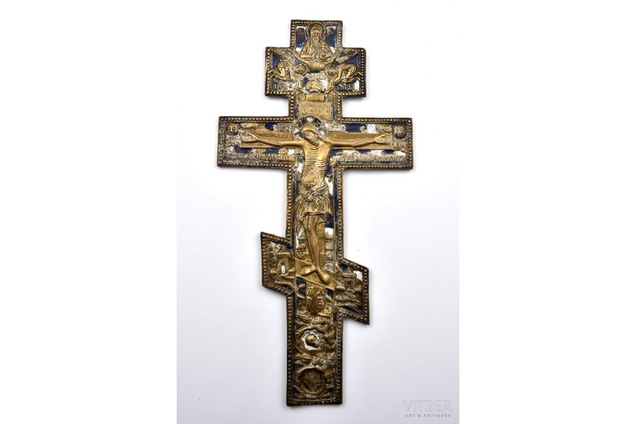 крест, Распятие Христово, медный сплав, 2-цветная эмаль, Российская империя, 2-я половина 19-го века, 36.8 x 18.7 x 0.7 см, 850 г.