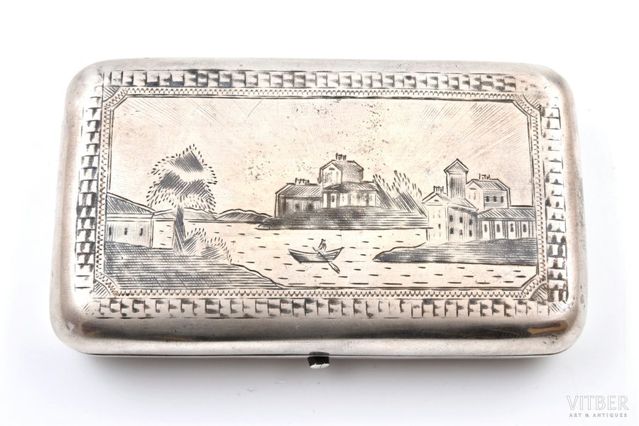 портсигар, серебро, 84 проба, 145.15 г, чернение, 10.6 x 6.1 x 2.2 см, 1872 г., Москва, Российская империя