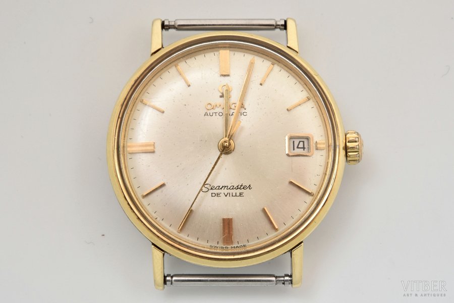wristwatch, "Omega", Seamaster De Ville, gold, steel, 3.9 x 3.4 cm, Ø 34 mm