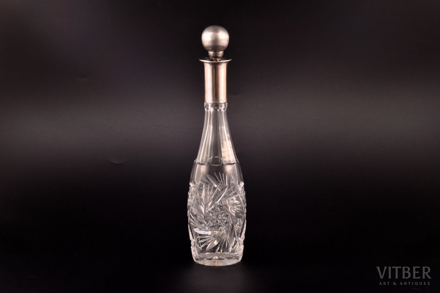 carafe, silver, 800, 875 standard, crystal, h 27.4 cm