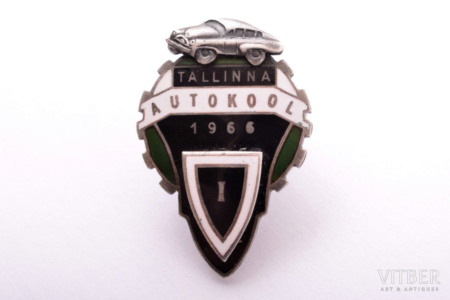 badge, Tallinn driving school, USSR, Estonia, 1966, 30.9 x 21 mm