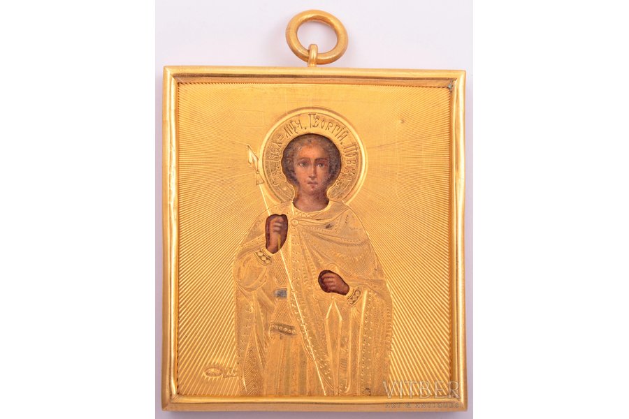 ikona, Svētais Lielmoceklis Georgijs (Juris) Uzvarētājs, sudrabs, zeltījums, gleznošana uz cinka, 84 prove, Krievijas impērija, 1896-1904 g., 7.2 x 5.9 x 0.9 cm, 25.10 g.