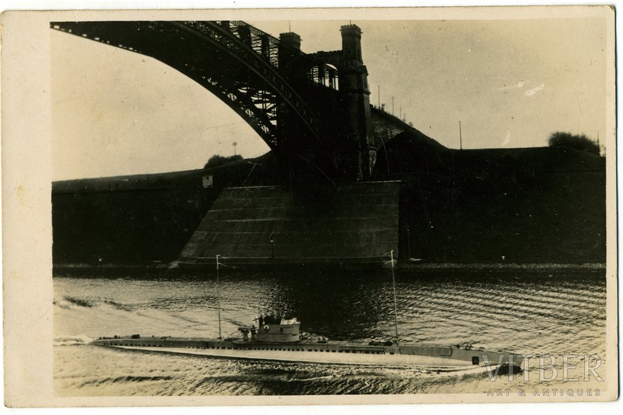 фотография, Латвийская армия, подводная лодка "Ronis" в Кильском канале в Германии, Латвия, 20-30е годы 20-го века, 14x9 см