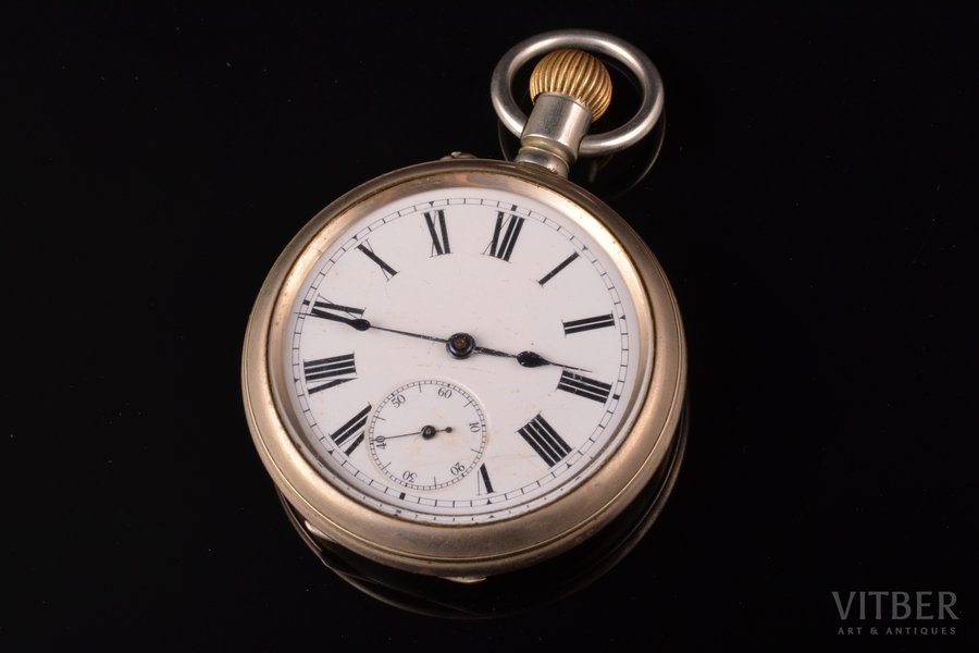 pocket watch, "Павелъ Буре (Pavel Buhre)", Russia, metal, 152.15 g, 7.5 x 5.7 cm, Ø 57 mm