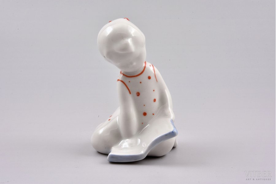 figurine, Girl with a book, porcelain, Riga (Latvia), USSR, Riga porcelain factory, molder - Pavlovskaya N., the 60ies of 20th cent., 8 cm, first grade
