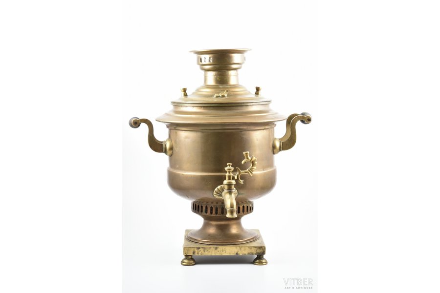samovar, I.Kulikov, brass, Russia, the border of the 19th and the 20th centuries, 47.5 cm, weight 8550 g