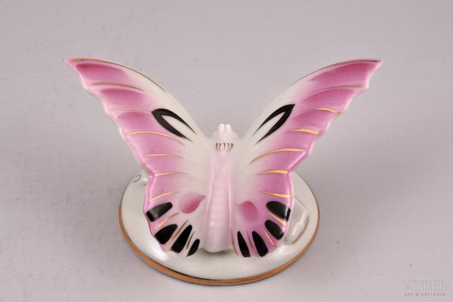 figurine, Butterfly, porcelain, Riga (Latvia), USSR, Riga porcelain factory, the 50ies of 20th cent., h 5 cm, first grade