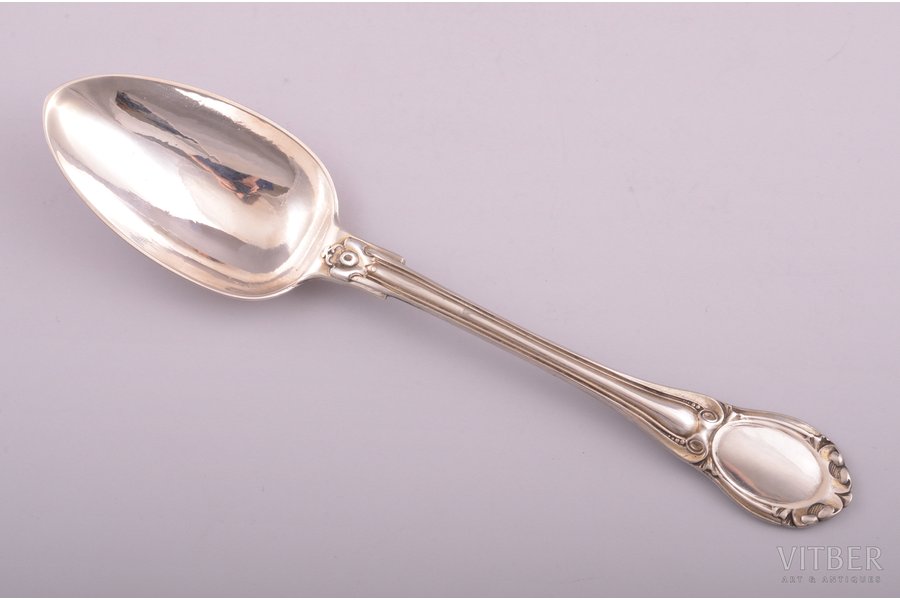 spoon, silver, 84 standard, 66.15 g, 19.5 cm, Iganty Sazikov's firm "Sazikov", 1860, St. Petersburg, Russia