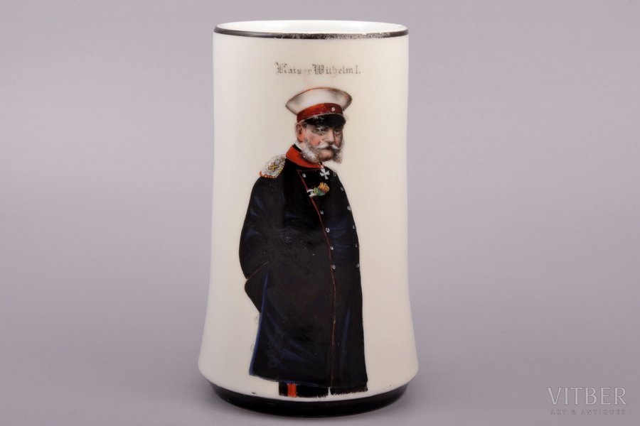 beer mug, William I, porcelain, Germany, 15.6 cm, defect on the edge