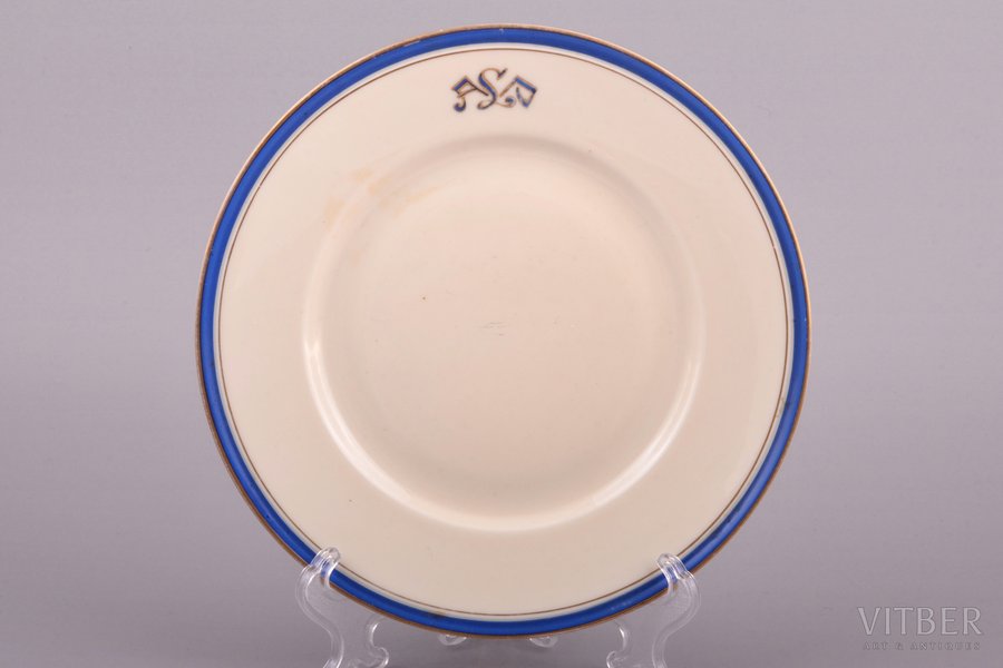 šķīvis, LAP, Latgales Artilērijas pulks, porcelāns, J.K. Jessen rūpnīca, Rīga (Latvija), 1936-1939 g., Ø 17.5 cm, otrā šķira