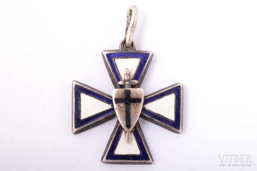 miniature badge, Baltic land defence (Baltische Landeswehr), silver, enamel, Latvia, 20ies of 20th cent., 21.8 x 19 mm
