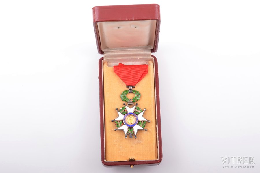 National Order of the Legion of Honour, silver, 800 standart, France, 20th cent., 60 x 43.3 mm, in a box