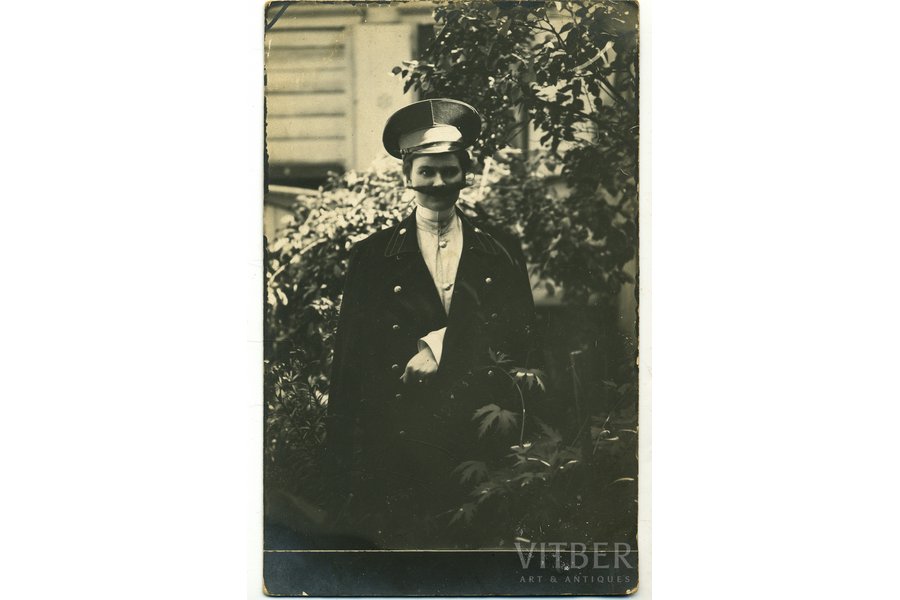 фотография, женщина в армейской форме, Российская империя, начало 20-го века, 13,8x8,8 см