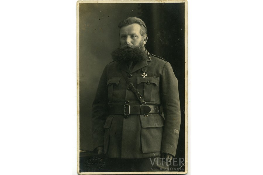 фотография, Первый командир Курземской дивизии полковник Кукис, Латвия, 20-30е годы 20-го века, 13,6x8,6 см