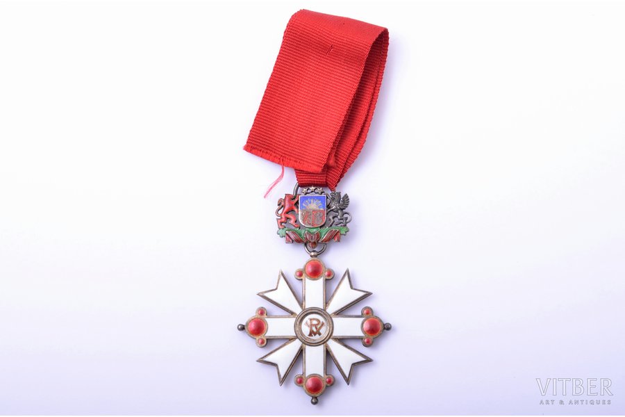 the Order of Vesthardus, 5th class, silver, enamel, 875 standart, Latvia, 1938-1940, by V. Millers