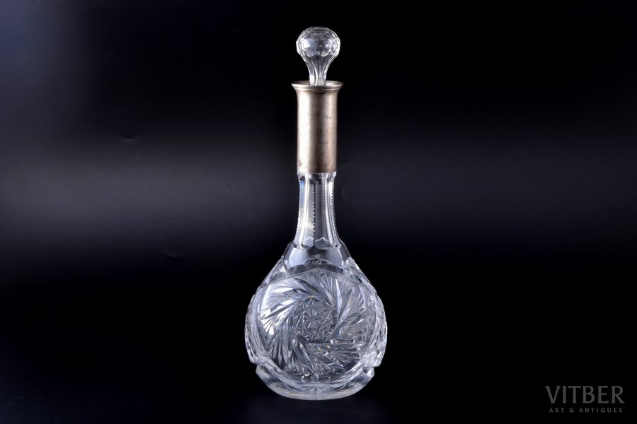 carafe, silver, 875 standard, crystal, 29 cm, Latvia
