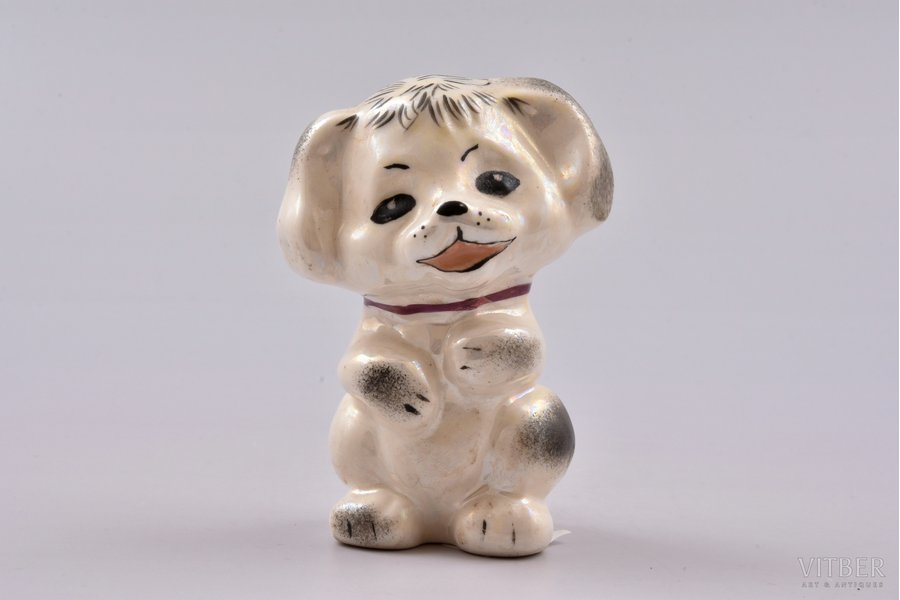 figurine, Puppy, porcelain, Riga (Latvia), USSR, Riga porcelain factory, the 90ies of 20th cent., 8 cm, animalistic figurine of limited circulation