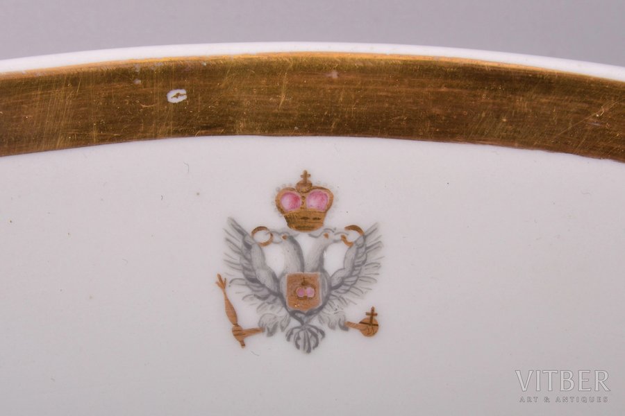 тарелка, с гербом, фарфор, Meissen, Германия, Ø 38.7 см