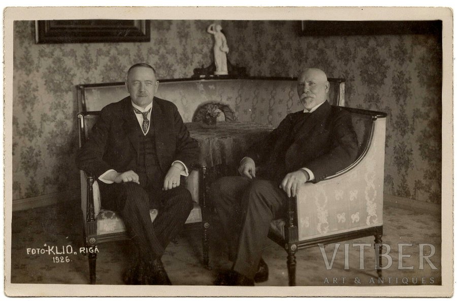 fotogrāfija, Latvijas Valsts prezidents J. Čakste un Somijas Valsts prezidents L.K. Relanders, Latvija, 1926 g., 8.9 x 13.8 cm