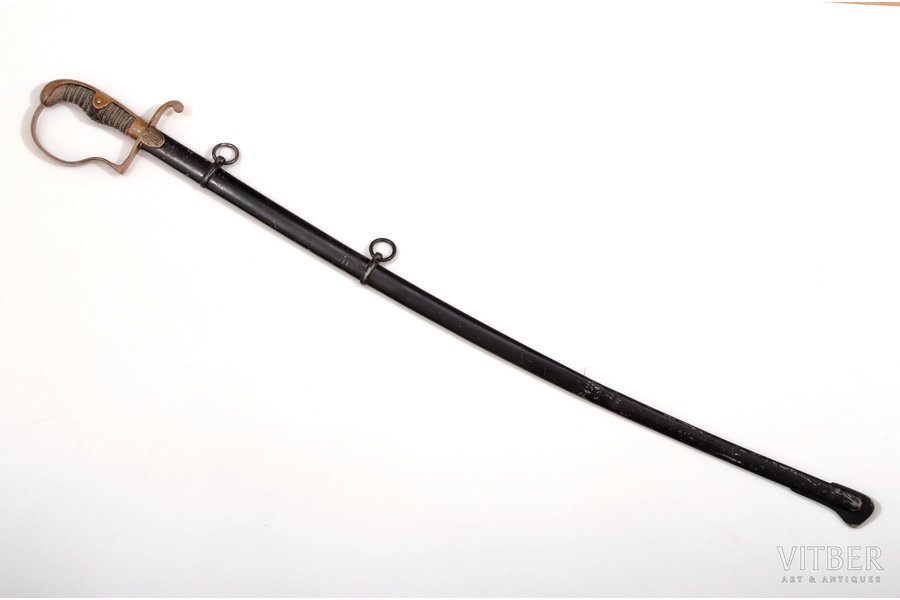 zobens, Trešais Reihs, kopējais garums 81.8 cm, asmeņa garums 69.7 cm, Vācija, 20 gs. 30-40tie gadi, damaskas tērauds, maksts, iespējams, nav oriģināla