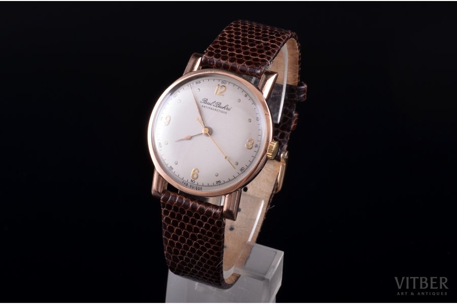 wristwatch, "Paul Buhre", Switzerland, gold, 585, 14 K standart, 4.1 x 3.6 cm, Ø 34 mm, working well
