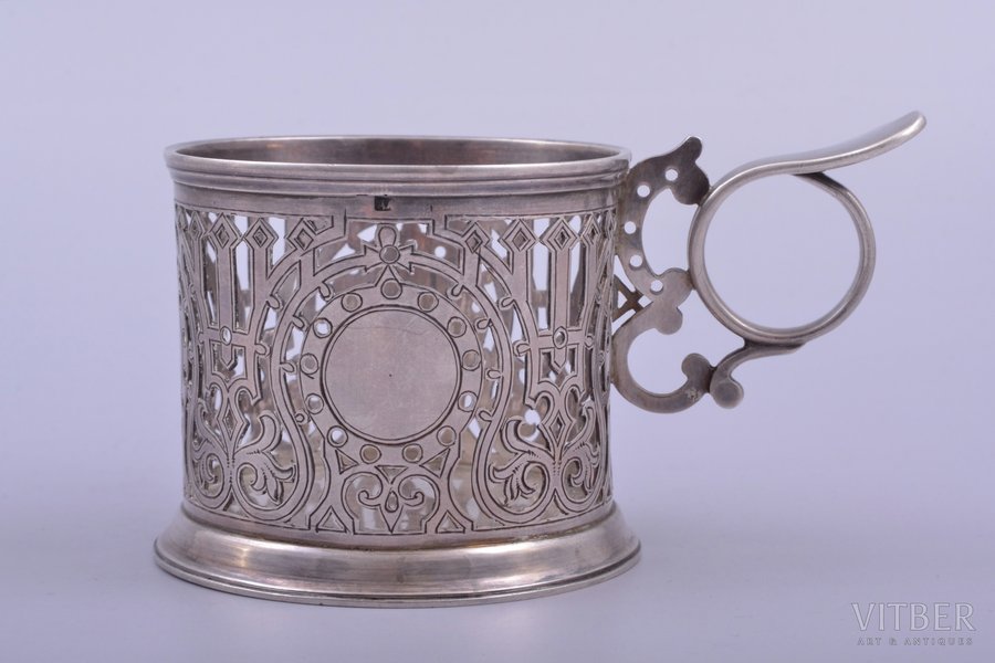 tea glass-holder, silver, 84 standard, 164.50 g, h (ar rokturi) 7.2 cm, Ø (inside) 7 cm, 1874, Moscow, Russia