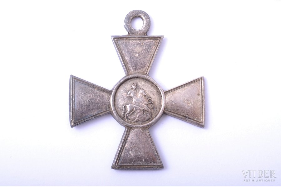 badge, Cross of St. George, № 382760, awarded to Planke Eduard, 107th Troitsk infantry regiment, tent servant. For the excellence in battles against the enemy, 4th class, silver, Russia, 40.8 x 34.2 mm, 10.33 g