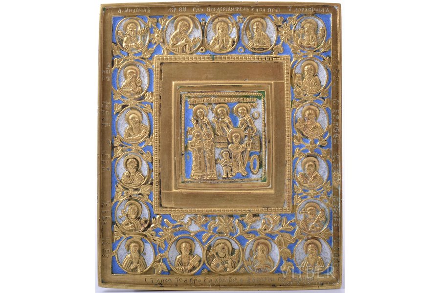 icon, Saint martyrs Quriaqos and Julietta, copper alloy, 2-color enamel, Russia, the border of the 19th and the 20th centuries, 13.9 x 11.9 x 0.4 cm, 305 g.