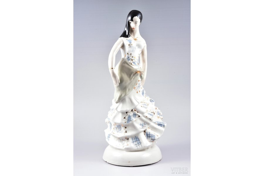 figurine, Spanish dance, porcelain, Riga (Latvia), USSR, sculpture's work, molder - Aldona Elfrida Pole-Abolina, the 50ies of 20th cent., 42 cm