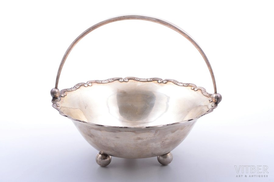 candy-bowl, silver, 875 standard, 195.15 g, the 20-30ties of 20th cent., Latvia
