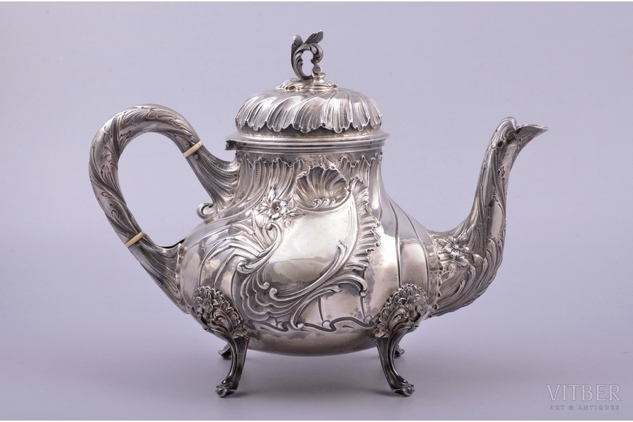 coffeepot, silver, 950 standard, 639.50 g, h 19.2 cm, France