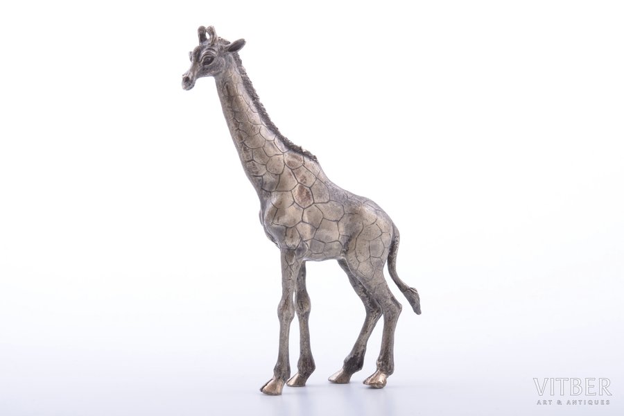 статуэтка, серебро, "Жираф", 800 проба, 247.45 г, h 16.3 см, Италия
