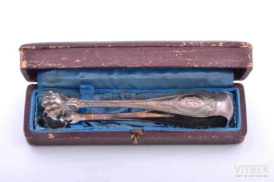 sugar tongs, silver, 950 standard, 80.70 g, 15.5 cm, France, in a box