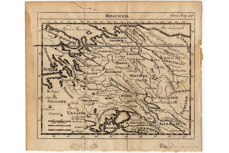 карта, Великое княжество Московское (Moscovie), 13.6 x 17 см