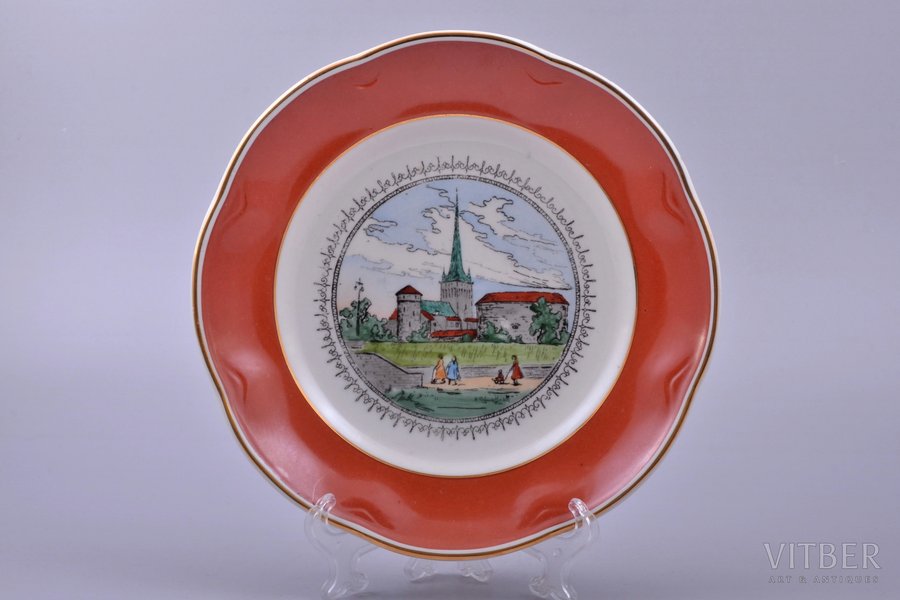 dekoratīvs šķīvis, porcelāns, Tallinas mākslas izstrādājumu kombināts "KFK", PSRS, Igaunija, 1948-1975 g., Ø 20 cm, otrā šķira