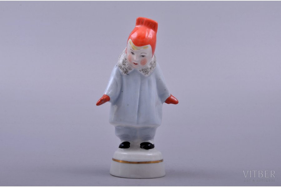 figurine, A girl wearing coat (Winter), porcelain, Riga (Latvia), USSR, Riga porcelain factory, molder - Rimma Pancehovskaya, the 60ies of 20th cent., 9.8 cm, top grade