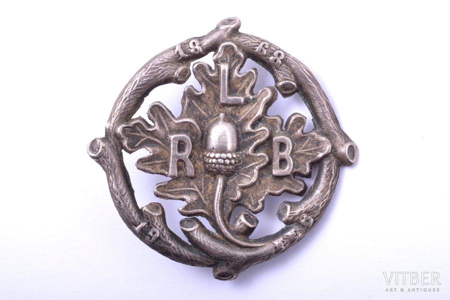 badge, Riga Latvian Society, Latvia, 32.8 x 33.7 mm