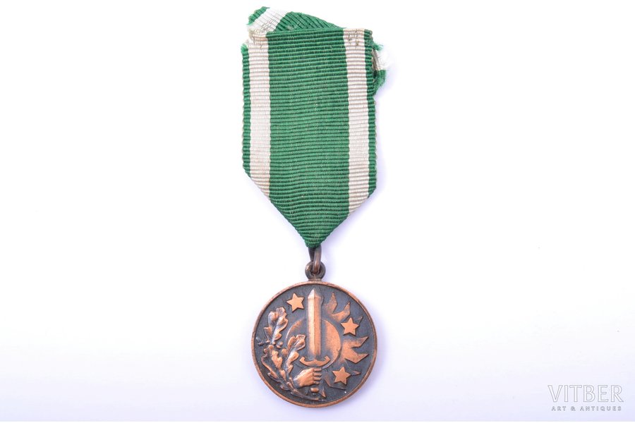 medal, Aizsargi (Defenders), For diligence, bronze, Latvia, 20-30ies of 20th cent., 32.8 x 28.1 mm