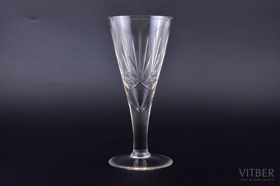 wine glass, Iļģuciems Glass factory, Latvia, the 20-30ties of 20th cent., h 20.8 cm, small chips on the surface of the edge