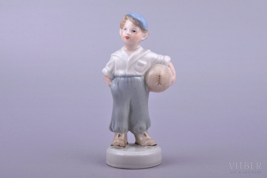 figurine, The young football player, porcelain, Riga (Latvia), USSR, Riga porcelain factory, molder - Zina Ulste, the 50ies of 20th cent., 12.2 cm, first grade