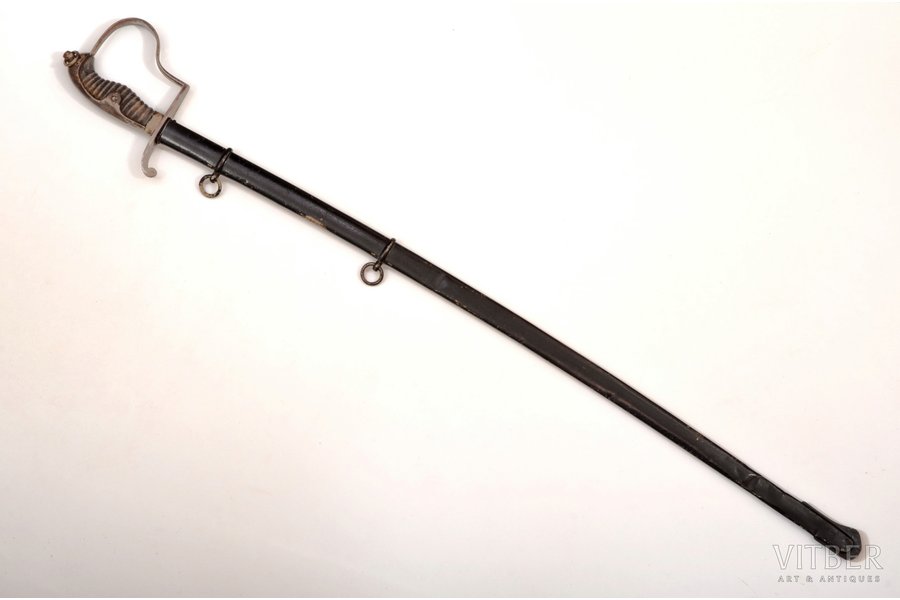 zobens, kopējais garums 93.6 cm, asmeņa garums 80.3 cm, damaskas tērauds, Vācija/Prūsija, 19. gs. 2. puse