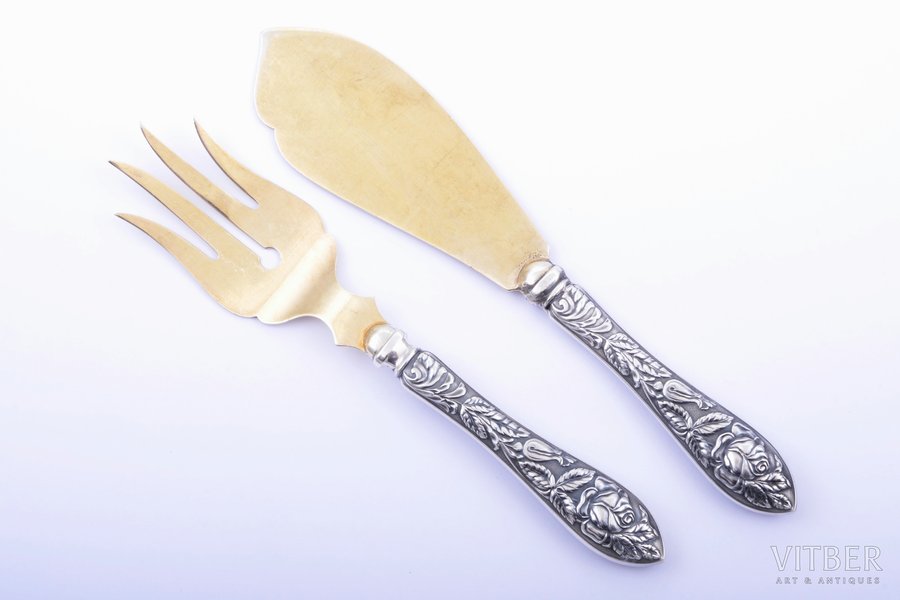set of 2 flatware items, silver, 830 standard, total weight of items 117.15, gilding, 22 / 20.6 cm, Finland