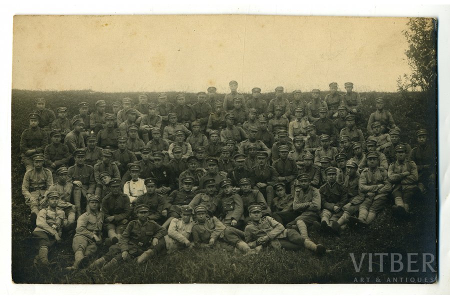 фотография, Латвийская армия, период Борьбы за независимость, Алуксне, Латвия, начало 20-го века, 13,6x8,6 см
