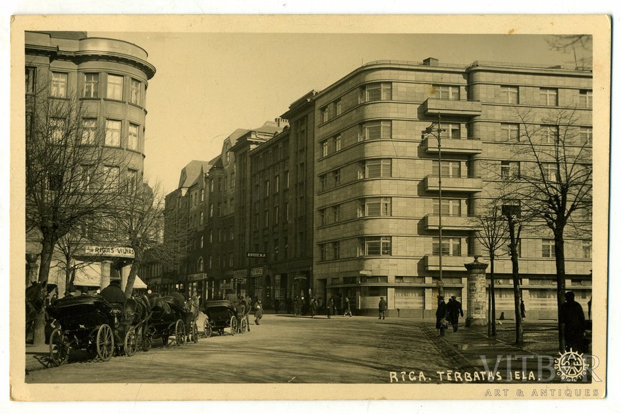 фотография, Рига, ул. Тербатас, Латвия, 20-30е годы 20-го века, 13,6x8,6 см