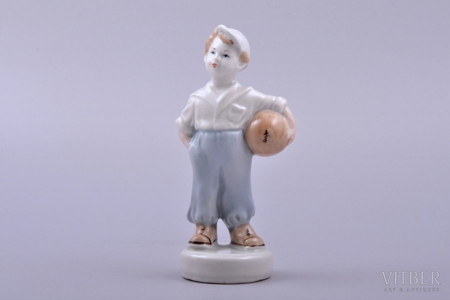 figurine, The young football player, porcelain, Riga (Latvia), USSR, Riga porcelain factory, molder - Zina Ulste, the 50ies of 20th cent., 12.2 cm, second grade
