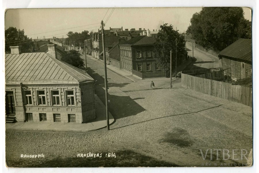 фотография, Даугавпилс, улица Краславас, Латвия, 20-30е годы 20-го века, 14x9 см