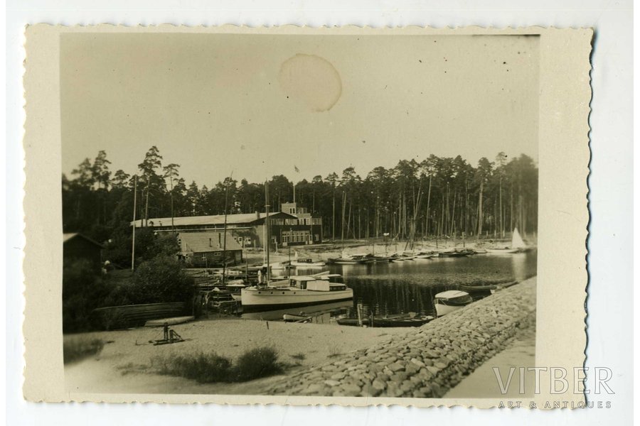 фотография, Рижское взморье, порт Яхтклуба, Латвия, 20-30е годы 20-го века, 13x8,6 см