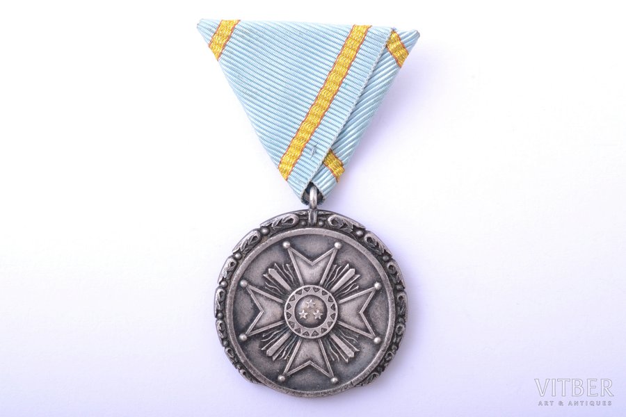 Знак Почёта к ордену Трёх Звёзд, серебро, 875 проба, Латвия, 20е-30е годы 20го века, новая лента