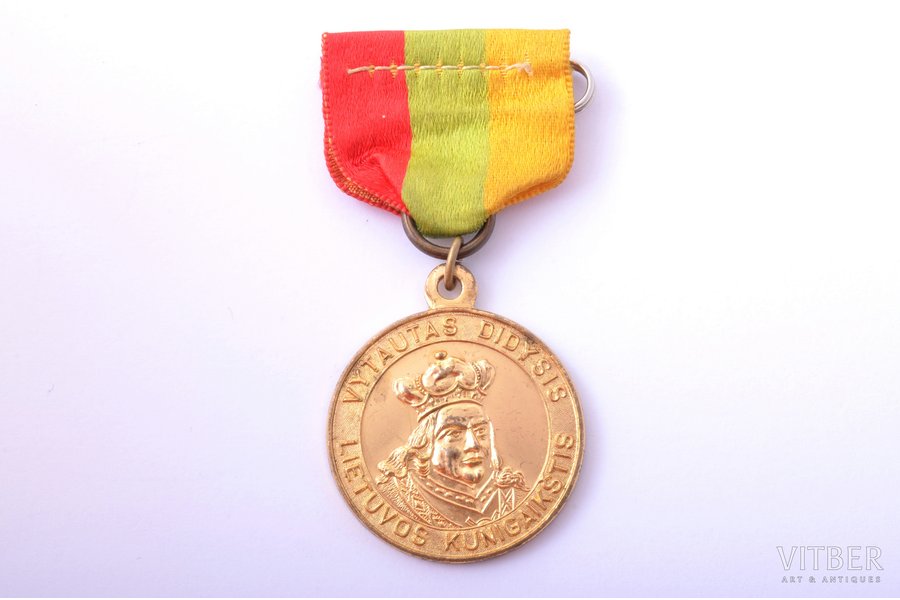 медаль, Vytautus Didysis (Витовт Великий), бронза, позолота, Литва, 35.9 x 30.6 мм