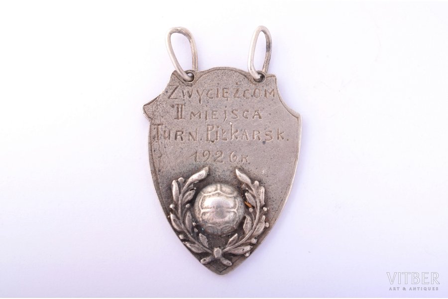 badge, sports, "Makabi", Vilnius, silver, Lithuania, 1926, 32.4 x 25.2 mm